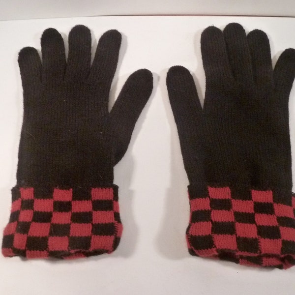 Paire de gants en laine à damier style Rallye