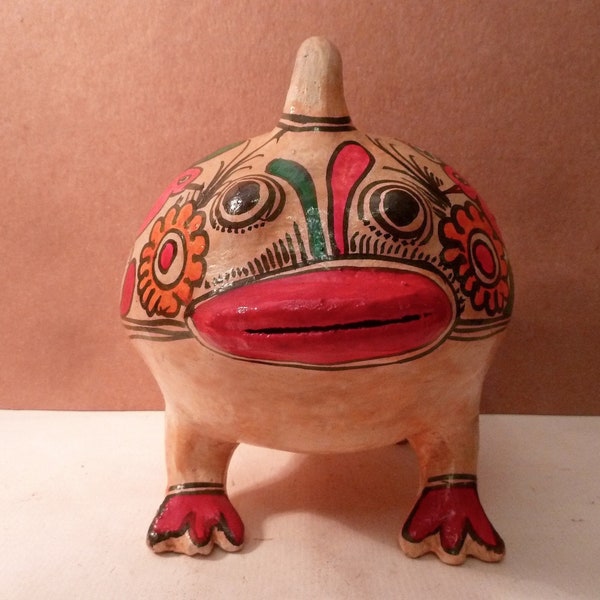 Tirelire Mexicaine en terre cuite peinte à la main