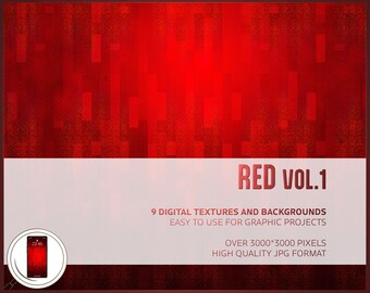 Red Pack volume 1 - Bundle of 9 digital paper patterns - High resolution JPGs - Available for Smartphones
