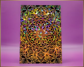 Tapestry - Holographic Foil Print - Mandala - A4 format