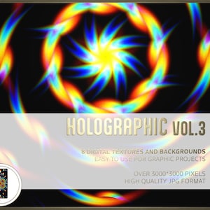 Holographic Pack volume 3 - Pack de 8 motifs et papiers numériques - PNGs haute résolution