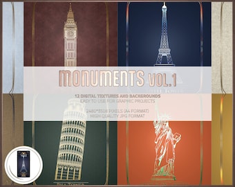 Monuments Pack - Bundle of 12 digital paper patterns - High resolution JPGs - Available for smartphones