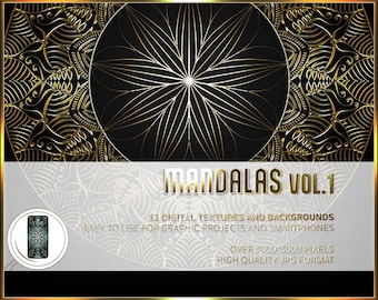 Mandalas Pack - Bundle of 12 digital paper patterns - High resolution JPGs - Available for smartphones