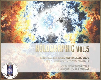 Holographic Pack volume 5 - Bundle of 12 digital paper patterns - High resolution JPGs - Available for smartphones