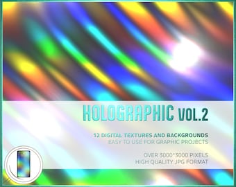 Holographic Pack volume 2 - Bundle of 12 digital paper patterns - High resolution JPGs - Available for smartphones
