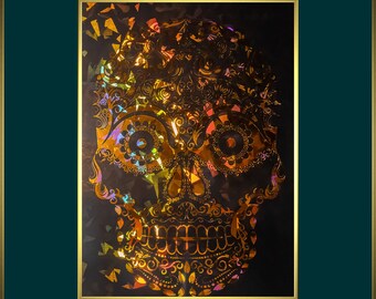 Dia de Los Muertos skull - Holographic Foil Print - Mandala - Max. A4 format