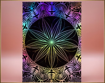 Corail - Holographic Foil Print - Mandala - A4 format