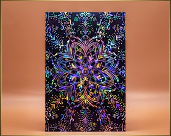 The Garden - Holographic Foil Print - Mandala - A4 format - Pink limited version available.