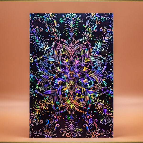 The Garden - Holographic Foil Print - Mandala - A4 format - Pink limited version available.