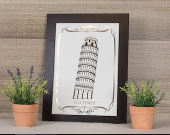 Pisa Tower - Holographic Foil Print - Monument - Max. A4 format