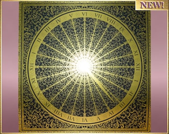 The First Astronomical Clock (2024) - Gold Foil Print - Mandala - 20x20 cm format