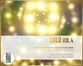 Gold Pack volume 4 - Bundle of 8 digital paper patterns - High resolution JPGs - Available for Smartphones