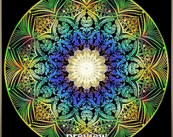 Necklace - Mandala - Digital version - Holographic embossing - Five variations