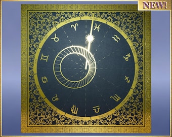 The Second Astronomical Clock (2024) - Gold Foil Print - Mandala - 20x20 cm format