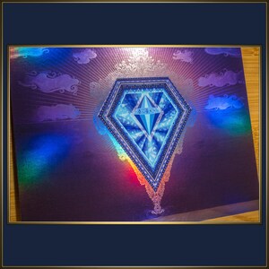 Der Saphir - Holographischer Foliendruck - Farbige Illustration - 16*12.8 cm