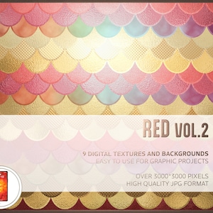 Red Pack volume 2 - Pack de 9 motifs et papiers numériques - JPGs haute résolution