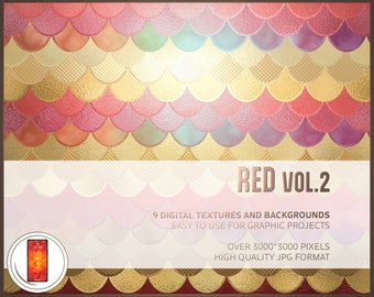 Red Pack volume 2 - Bundle of 9 digital paper patterns - High resolution JPGs - Available for Smartphones