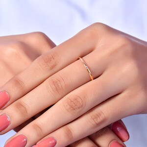 Tiny Dainty Ring / Micro Stone Ring / 14k Rose Gold Ring / Tiny Stone / Single Diamond Ring / Minimalist Ring / Diamond Band / Promise Ring