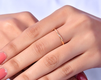 Dainty 14k Rose Gold Diamond Ring: Minimalist Promise Ring