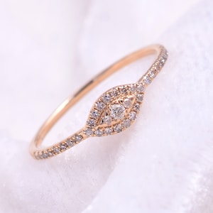 14k Solid Gold Ring / Evil Eye Ring / Diamond Evil Eye Ring / Evil Eye Wedding Ring / Fine Gold Ring / Diamond Protection Ring