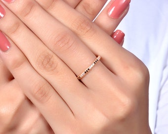 14k Rose Gold Black & White Diamond Stackable Ring