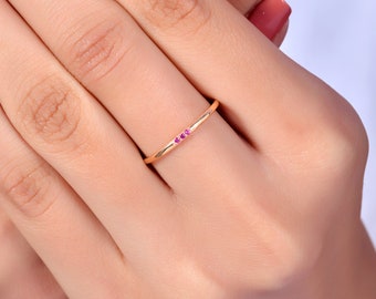 Zierlicher 14K Gold Rubin Ring