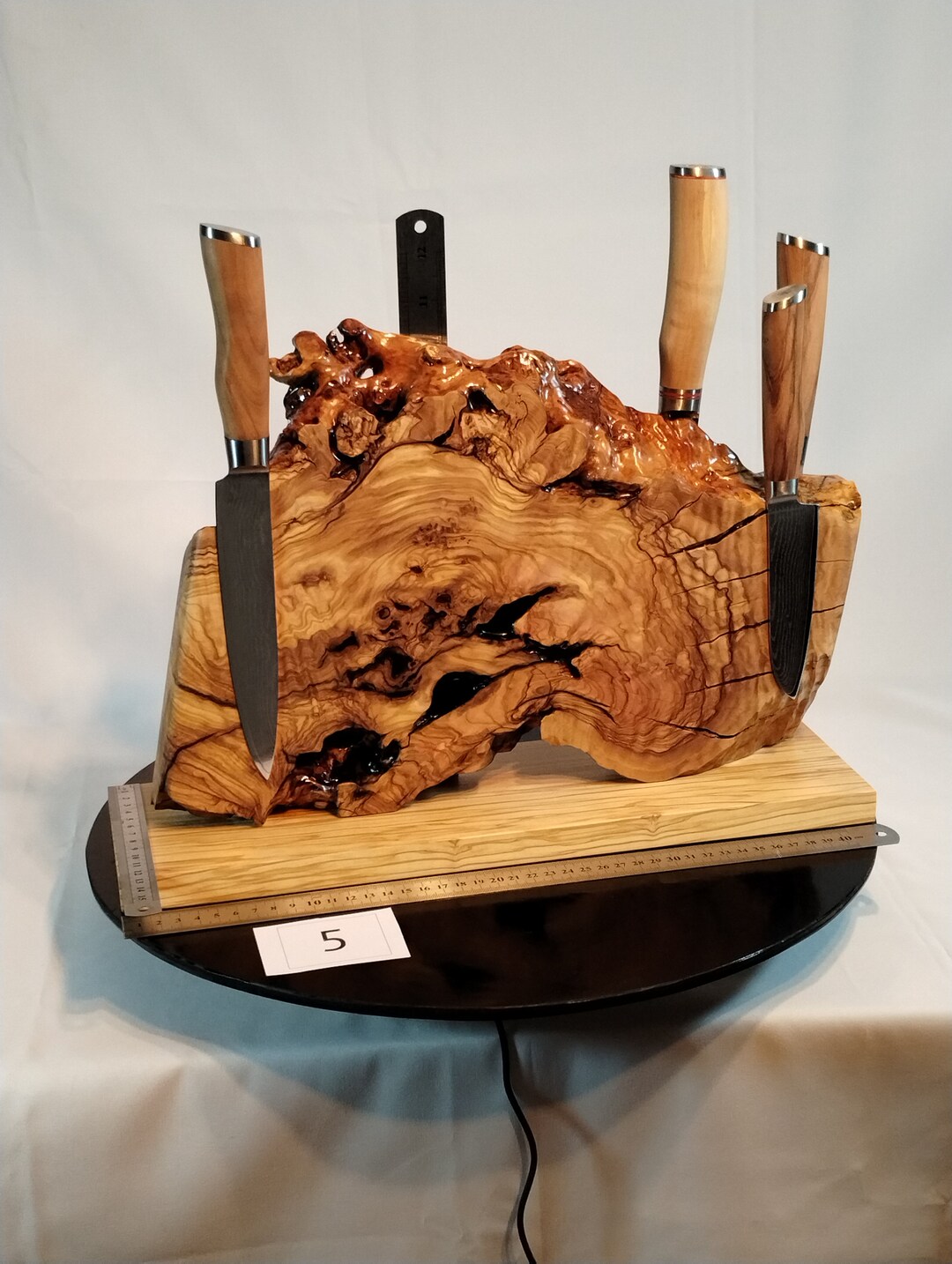 Messerblock Messerhalter aus Olivenholz Einzelstück Etsy.de