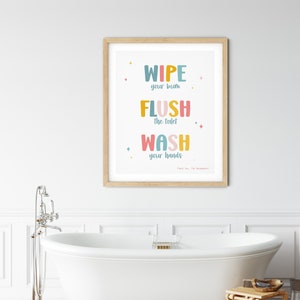 Kids Bathroom Art Printable Funny Bathroom Poster Wipe - Etsy