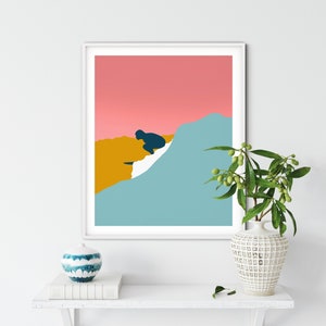 Surfer Girl Printable Art, Minimalist Surf Art, Coastal Decor, Dorm Wall Art, Nursery Art, Affordable Art, Instant Digital Download image 2