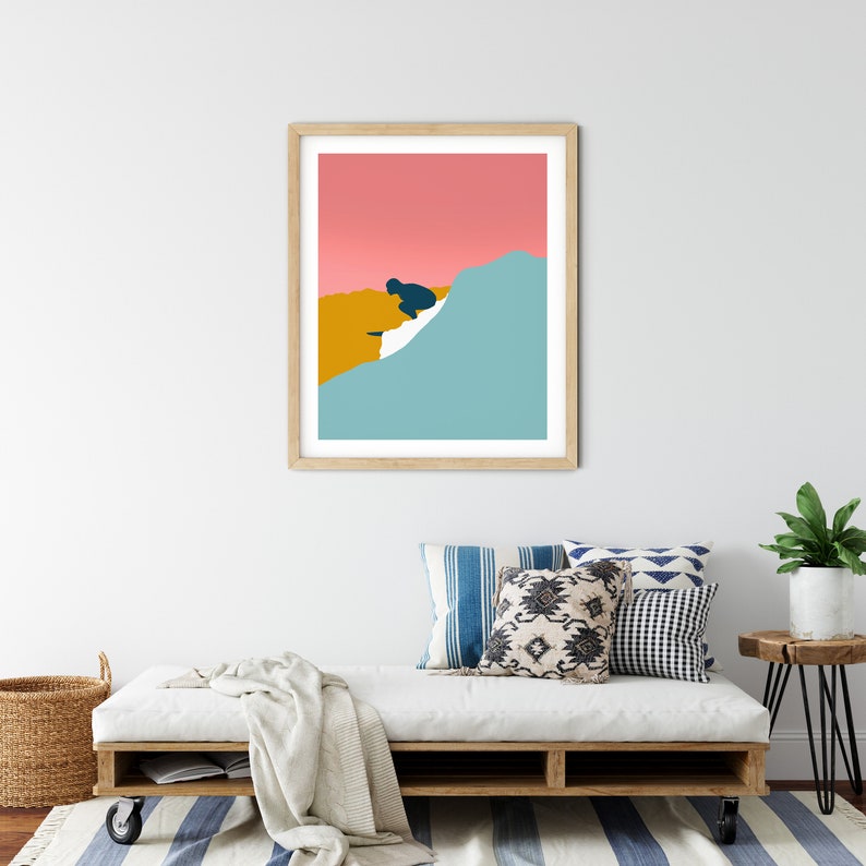 Surfer Girl Printable Art, Minimalist Surf Art, Coastal Decor, Dorm Wall Art, Nursery Art, Affordable Art, Instant Digital Download image 3