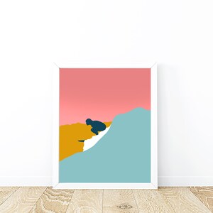 Surfer Girl Printable Art, Minimalist Surf Art, Coastal Decor, Dorm Wall Art, Nursery Art, Affordable Art, Instant Digital Download image 7