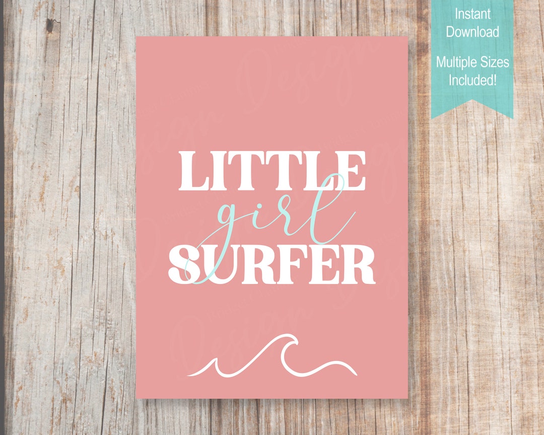 Little Surfer Girl Nursery Printable Baby Shower Surfboard Etsy