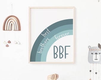 Kids Art Printable | Best Brothers Forever Pastel Blue Printable | Brothers Art Print | Printable Art | Kids Printable