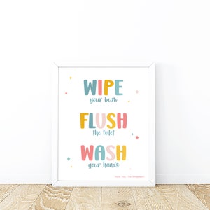 Kids Bathroom Art Printable Funny Bathroom Poster Wipe - Etsy