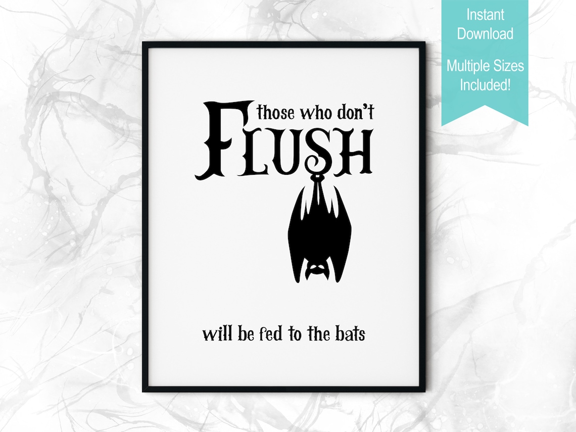 Flush the Toilet Halloween Printable Bathroom Wall Art Funny Etsy