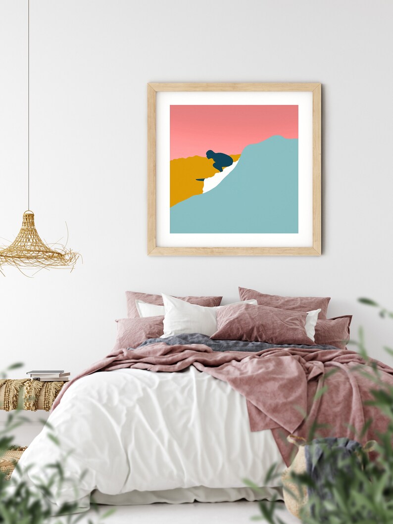 Surfer Girl Printable Art, Minimalist Surf Art, Coastal Decor, Dorm Wall Art, Nursery Art, Affordable Art, Instant Digital Download image 4