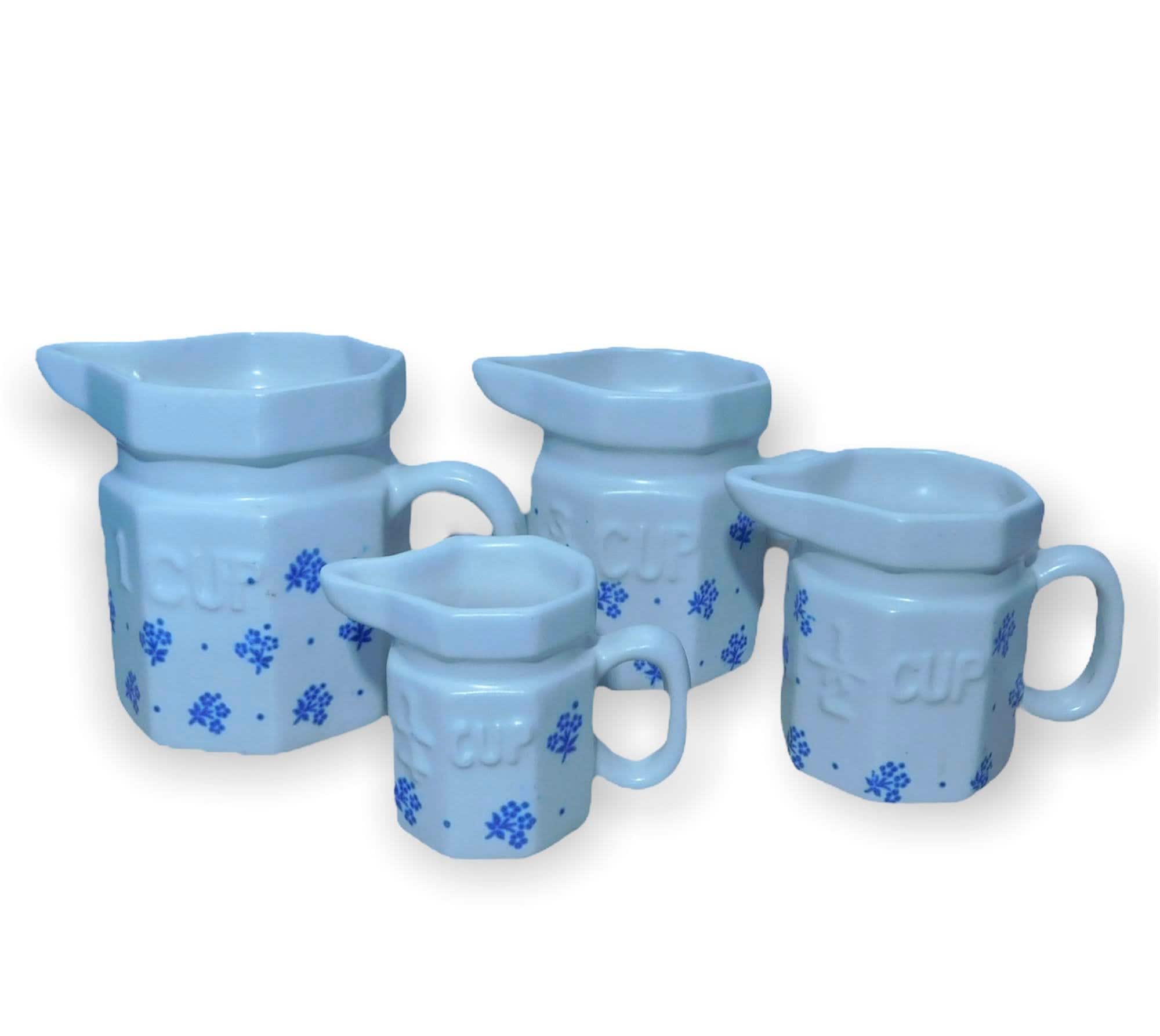Unamoi Matryoshka Ceramic Measuring Cups, Daisy, Set Of 6, Small, Red Floral