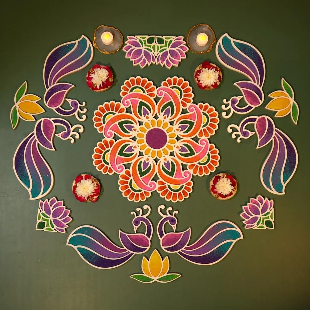 Diwali Rangoli Stencil Messfree Design Resusable Rangoli Etsy Canada