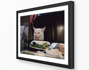 Confused Dinner Cat - Classic Meme Poster | Nostalgic Internet Meme Prints