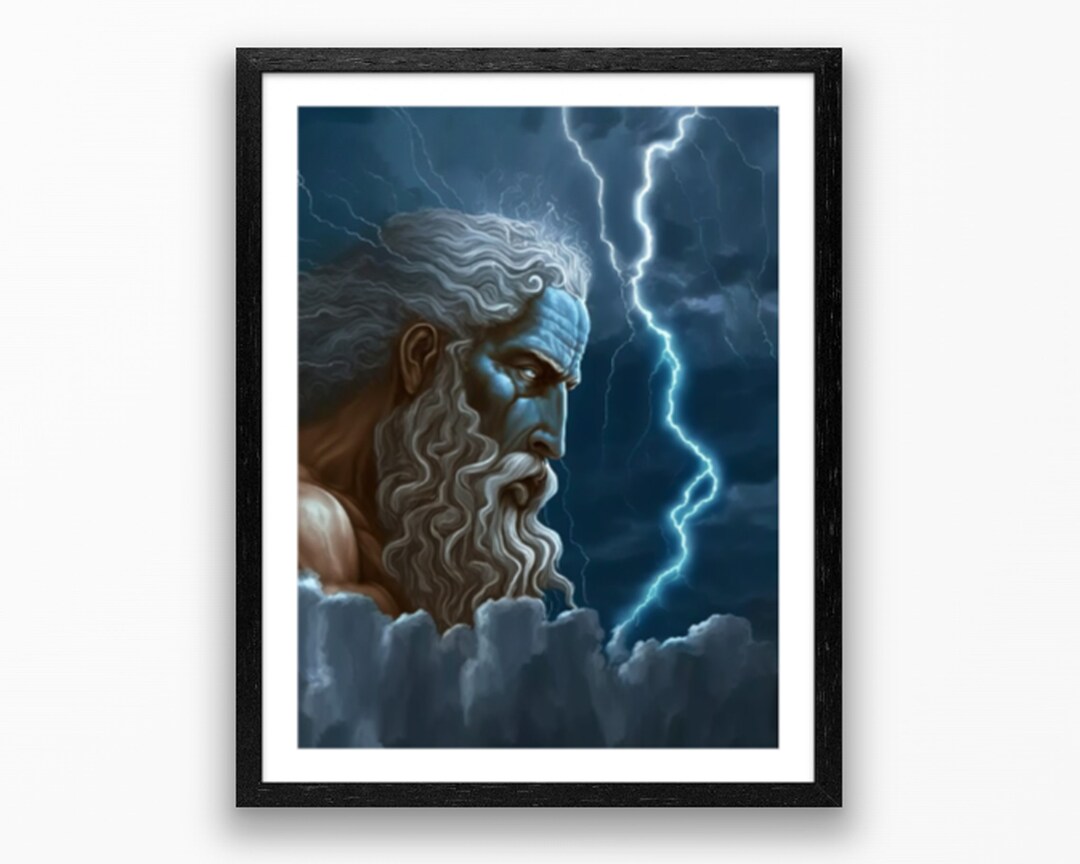 Zeus Splitting the Clouds Fantasy Gods Wall Art Etsy