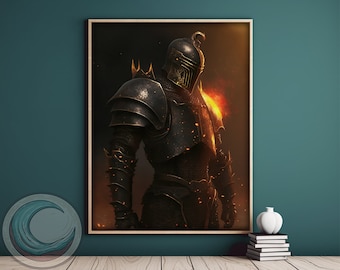 Großes schwarzes Ember Knight - Fantasy Poster