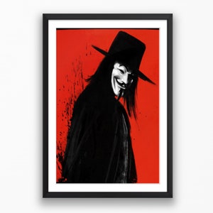 V - Famous Kult Film Poster - Guy Fawkes Maske Art