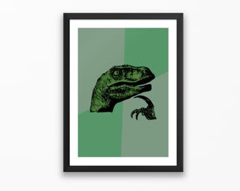 Philosoraptor (Portrait) - Classic Meme Poster | Nostalgic Internet Meme Prints