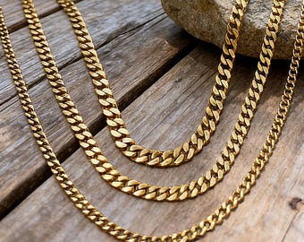 Heavy-Duty Steel Cuban Link Chain Necklace for Men