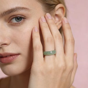 Authentic Green Jade  Ring - Natural Burmese Jadeite Band Genuine Grade A