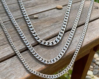 Heavy-Duty Steel Cuban Link Chain Necklace for Men