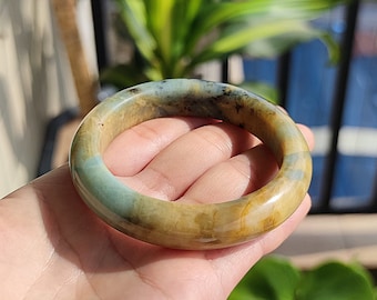 58mm Authentic Green Jade Bangle Natural Serpentine Gemstone