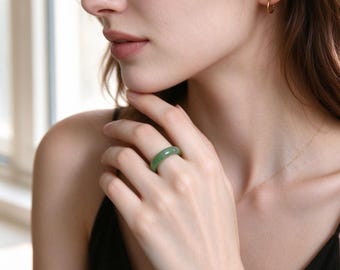 Premium Green Jade Ring - Natural Burmese Jadeite Genuine Grade A