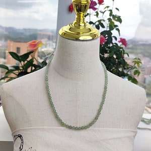 Authentic Serpentine Beaded Necklace: Natural Green Jade, 55cm