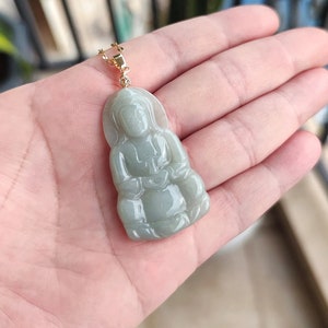 Guanyin Pendant Authentic Guanyin Buddha Jadeite Jade Pendant Necklace Natural Burmese Grade A